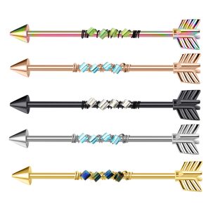 New Arrow Industrial Barbell Ear Piercing Jewelry Stainless Steel Geometric Body Jewelry for Cartilage Helix Tragus