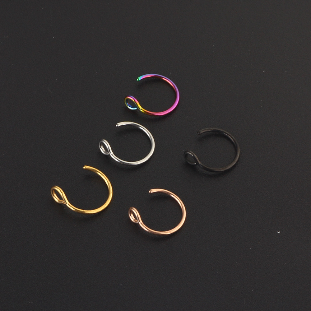 Mixed Color Stainless Steel Nose Ring Set - 15 Pieces Cartoon Cute Nose Clip Jewelry Wholesale - Image 4