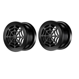 Black Spider Web Ear Stretcher 16mm 316L Stainless Steel Retro Punk Ear Plug Expander
