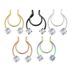 Stainless Steel Fake Nose Ring Zircon Nose Piercing Jewelry Body Nose Clip