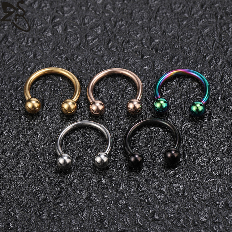 Exaggerated Horseshoe Eyebrow Ring Titanium Steel Ball Nose Ring Body Piercing Jewelry Universal Ring - Image 2