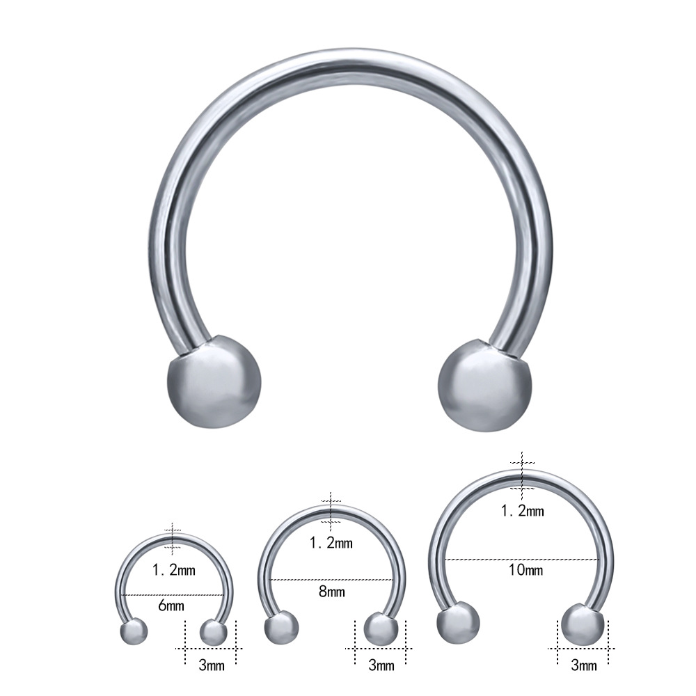 Exaggerated Horseshoe Eyebrow Ring Titanium Steel Ball Nose Ring Body Piercing Jewelry Universal Ring - Image 5