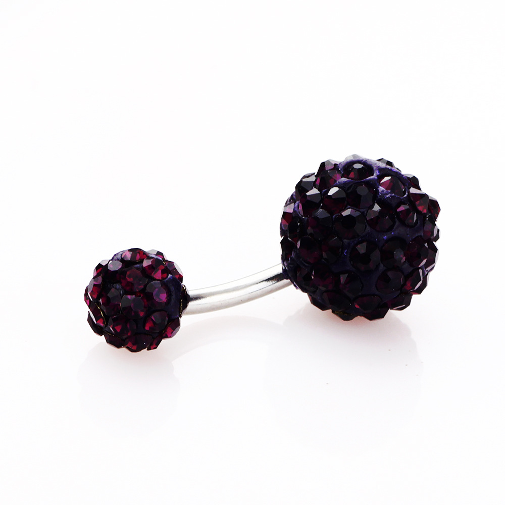 European-American Diamond Navel Nail Crystal Ball Belly Ring 5-8mm Stainless Steel Body Jewelry - Image 5