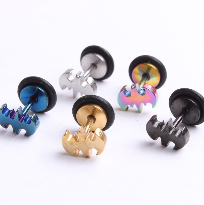 Titanium Steel Batman Earrings for Men Women Popular Geometric Jewelry Silver Summer 2024 Fashion - Image 3