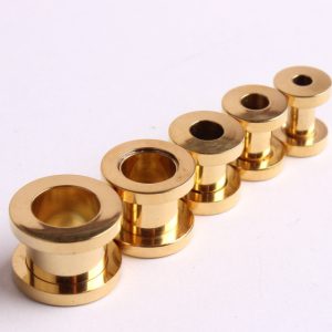 10mm Golden Pulley Titanium Steel Ear Expander Stainless Steel Hollow Earring Ear Stretcher Jewelry