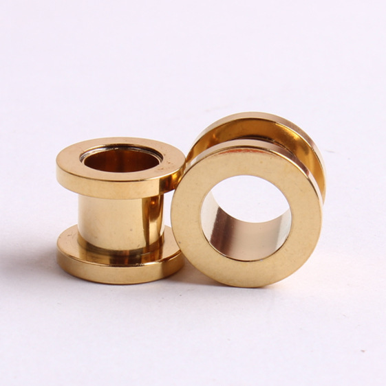 10mm Golden Pulley Titanium Steel Ear Expander Stainless Steel Hollow Earring Ear Stretcher Jewelry - Image 2