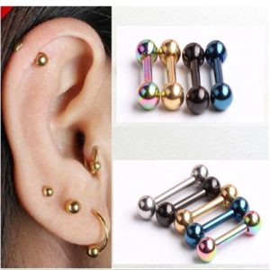 Cosshuo 3mm Dumbbell Ball Earrings Rose Gold Titanium Steel Geometric Stud Earrings
