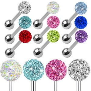 Special Promotion Titanium Steel Shambhala Austrian Earring Tongue Ring Female Breast Ring Full Diamond Ball