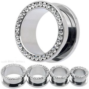 Stainless Steel Ear Expander Diamond Ear Expander European American Fashion Classic Ear Expander Silver Ear Expander