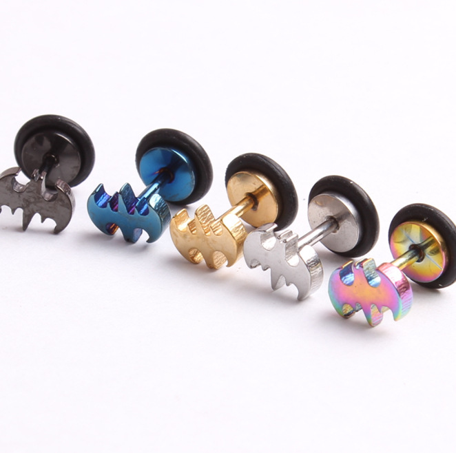 Titanium Steel Batman Earrings for Men Women Popular Geometric Jewelry Silver Summer 2024 Fashion - Image 2