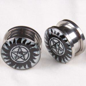 EYEBROW & EAR EXPANDER PLUG 16mm Stainless Steel Star Ear Plug Gauges Body Jewelry