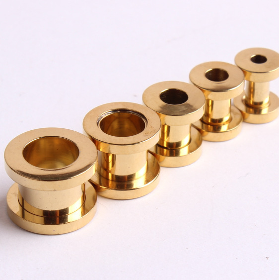 10mm Golden Pulley Titanium Steel Ear Expander Stainless Steel Hollow Earring Ear Stretcher Jewelry - Image 3