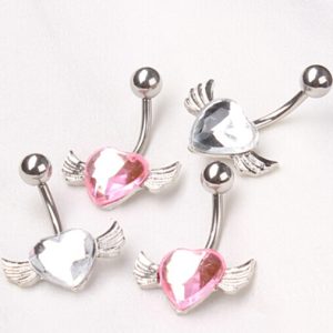 2015 Amazon Hot Selling Angel Heart-Shaped Wings Cute Navel Ring Navel Piercing Jewelry