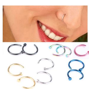 Stainless Steel Geometric Nose Ring Hoop 10mm Green - Korean Style Body Piercing Jewelry
