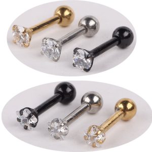 Rose Gold Round Zircon Stud Earrings for Women Men Fashion Geometric Ear Jewelry