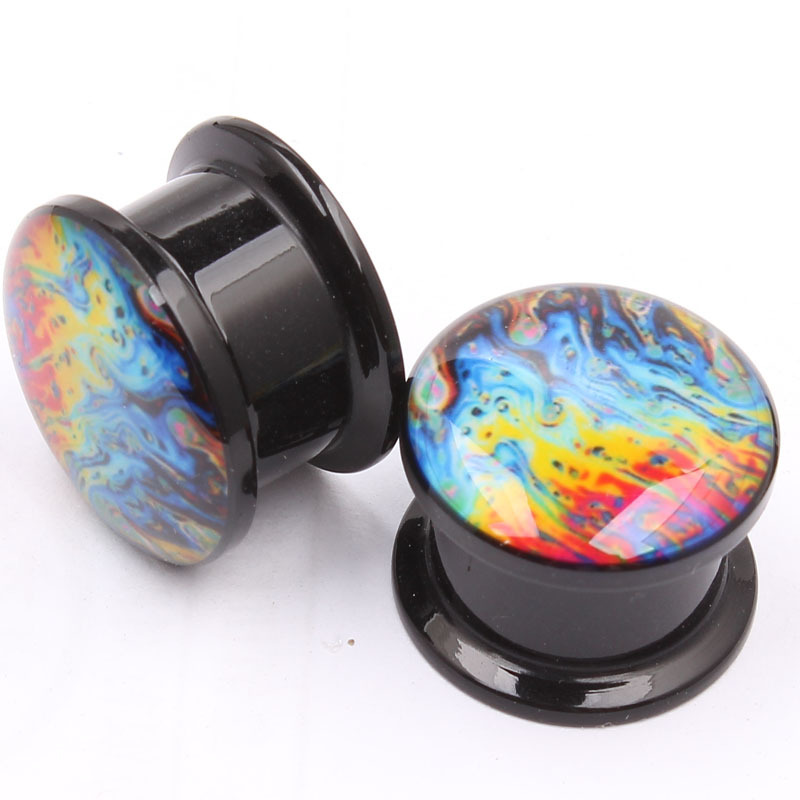 Rainbow Acrylic Ear Expander Ear Plug 16mm Geometric Ear Piercing Jewelry for Stretching - Image 2