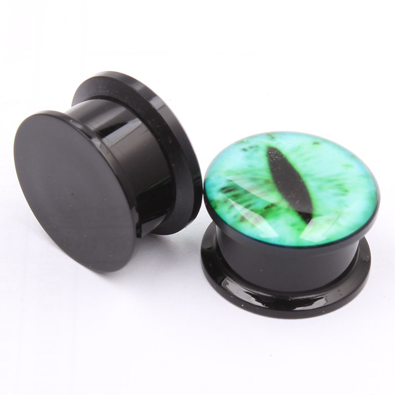 Green Eye Acrylic Ear Expander Plug – 16mm Geometric Tulip Earring for Stretched Earlobes - Image 3