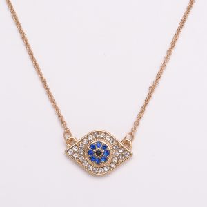 Evil Eye Turkish Blue Eye Necklace Diamond Pendant Gold Color Alloy Chain