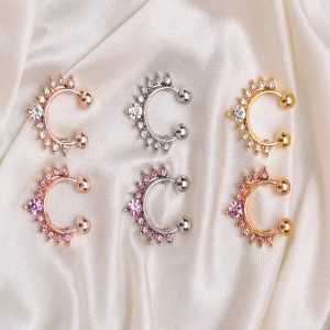 Best Selling 14K Gold Plated Rainbow Nose Ring U-Shape Hoop - Crystal Fake Nose Stud for Women Men