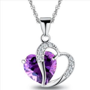 New Silver Jewelry Korean Style Peach Heart-Shaped Zircon Crystal Necklace Clavicle Chain Sweater Chain Wholesale