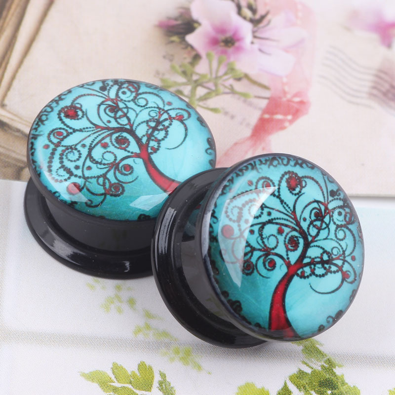 Blue Tree Drip LOGO 16mm Acrylic Ear Plug Expander Earring - Image 2