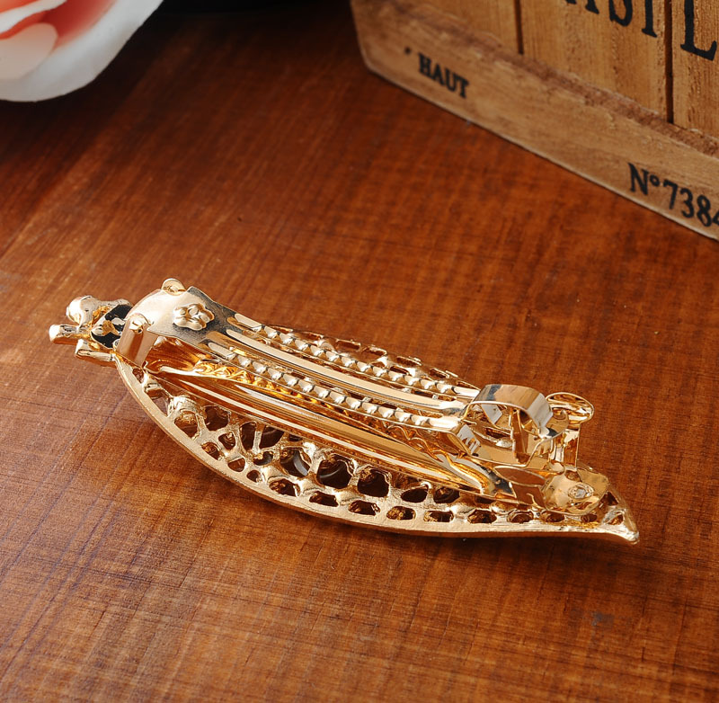 Crystal Leaf Hair Clip Alloy Hairpin for Women - Korean Style Hair Claw - Image 2