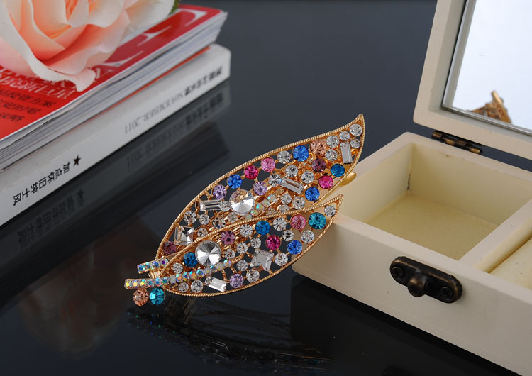 Crystal Leaf Hair Clip Alloy Hairpin for Women - Korean Style Hair Claw - Image 3
