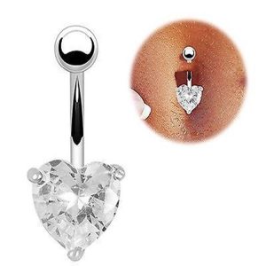 European & American Wholesale Heart-Shaped Navel Ring Zircon Diamond Belly Button Ring Stainless Steel