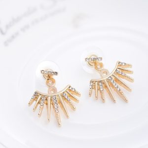 European American Style Brand Same Style Silver Earrings Personalized Exquisite Fan-Shaped Gem Stud Earrings for Women