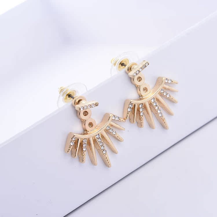 European American Style Brand Same Style Silver Earrings Personalized Exquisite Fan-Shaped Gem Stud Earrings for Women - Image 2
