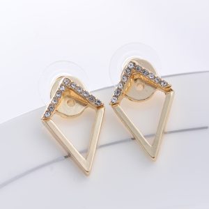 New Fashion Geometric Gold Plated Stud Earrings for Women - Big Brand Design Versatile Exquisite Heart Shape Jewelry