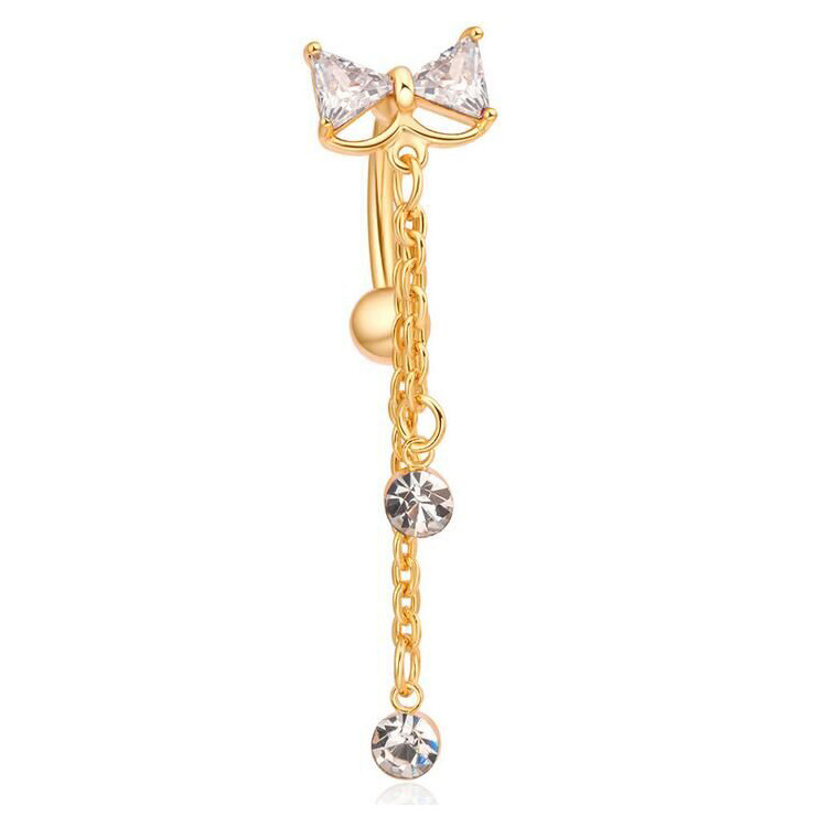 Bow Belly Button Ring - Reverse Belly Ring - Dangle Navel Jewelry - Silver with Pink Zircon - Summer 2024 - Image 5