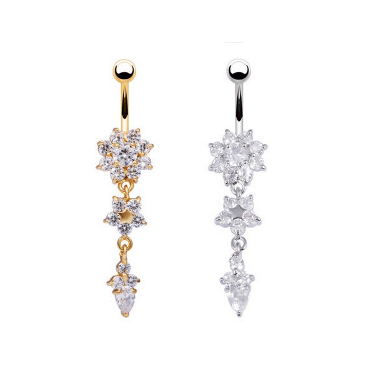 Fashion Belly Button Ring 316L Surgical Steel Navel Jewelry with Cubic Zirconia Gift - Image 3