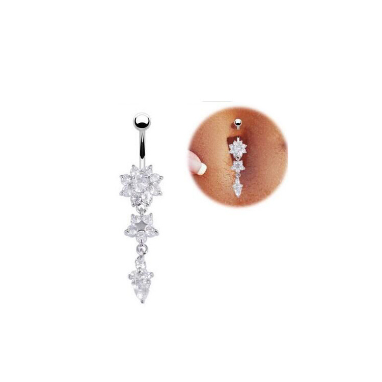Fashion Belly Button Ring 316L Surgical Steel Navel Jewelry with Cubic Zirconia Gift - Image 4