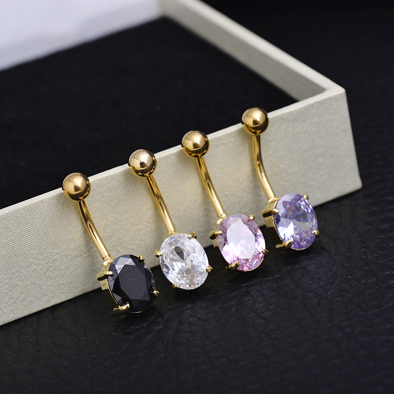Hot Sale Medical Steel Square Round Navel Ring Belly Button Jewelry for Women - Image 2