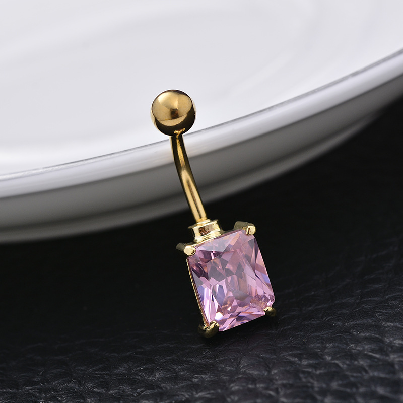 Hot Sale Medical Steel Square Round Navel Ring Belly Button Jewelry for Women - Image 5