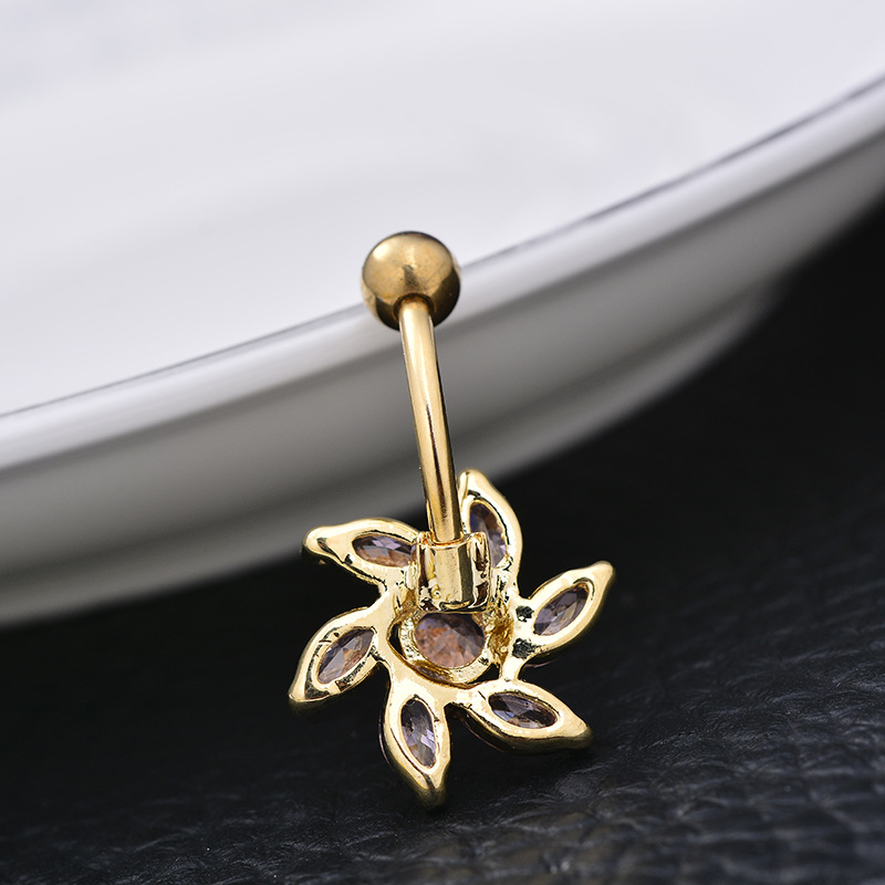 Wholesale Popular Flower Belly Button Ring Dangle Belly Dancing Jewelry Alloy with Zircon - Image 5