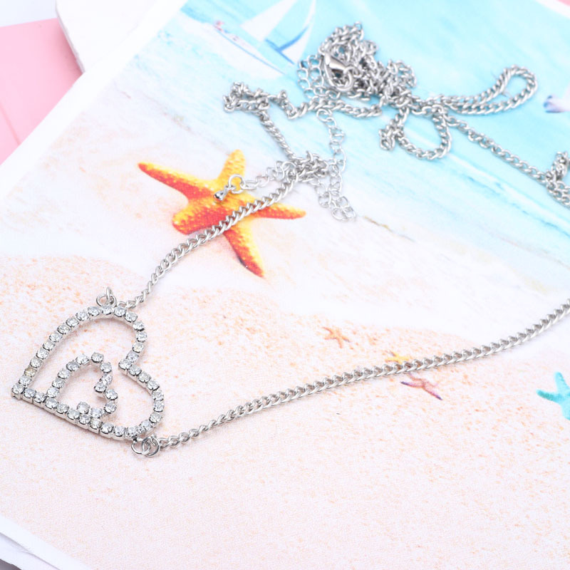 Heart-Shaped Rhinestone Link Body Chain Navel Ring - Classic Style Belly Button Jewelry - Image 2