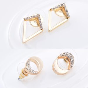 European American Geometric Moon Ear Studs Earrings for Women - Fashion Versatile Exquisite Alloy Piercing Jewelry
