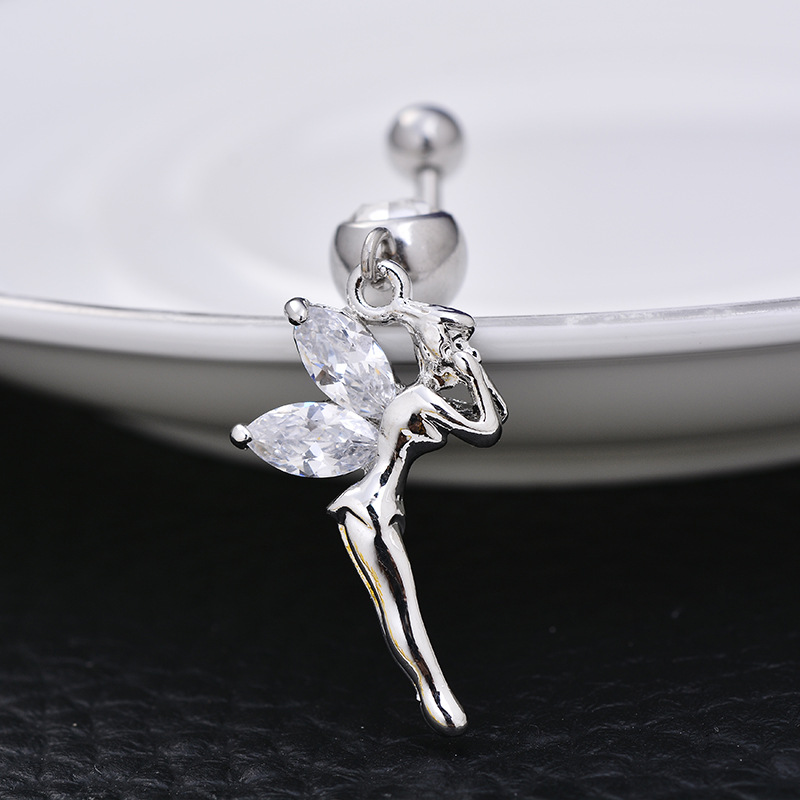 2024 Summer Angel Wings Navel Ring 316L Surgical Steel Belly Button Piercing Jewelry - Image 4