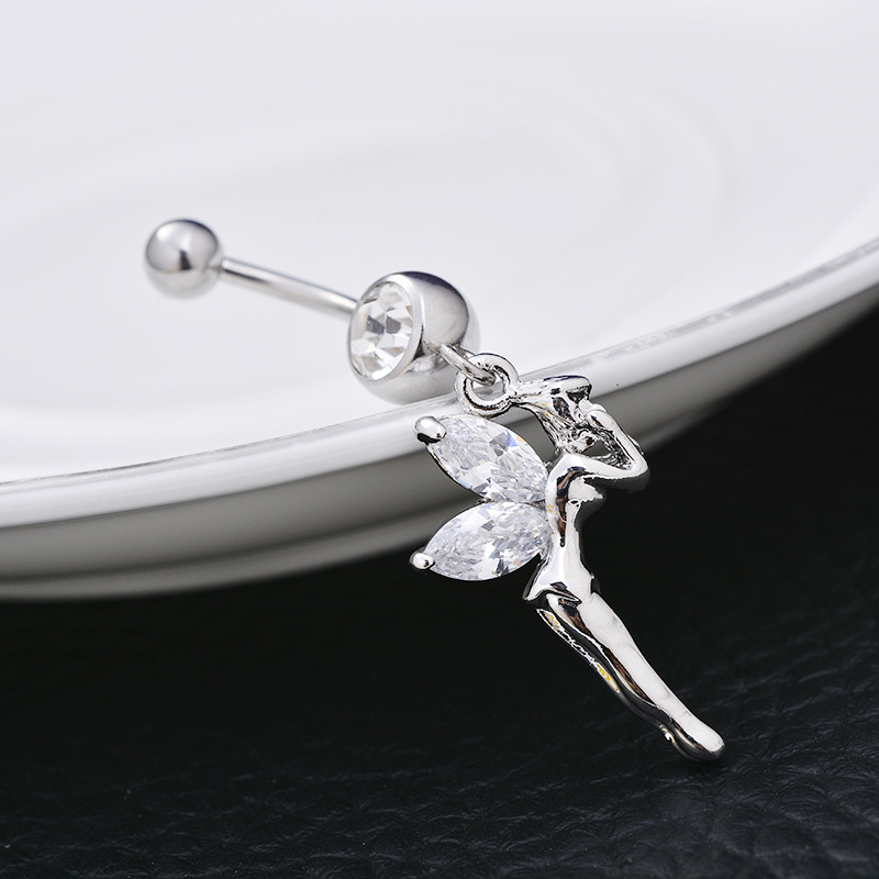 2024 Summer Angel Wings Navel Ring 316L Surgical Steel Belly Button Piercing Jewelry - Image 3