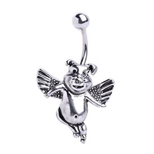 2016 Popular Pig Wings Navel Ring Belly Button Jewelry Alloy Dangle Belly Dance