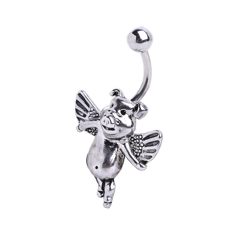 2016 Popular Pig Wings Navel Ring Belly Button Jewelry Alloy Dangle Belly Dance - Image 2