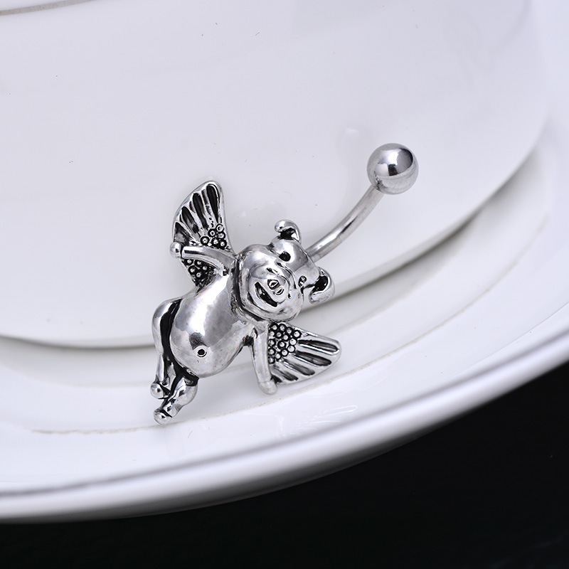 2016 Popular Pig Wings Navel Ring Belly Button Jewelry Alloy Dangle Belly Dance - Image 5
