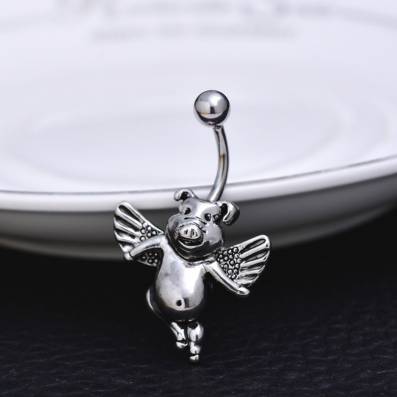 2016 Popular Pig Wings Navel Ring Belly Button Jewelry Alloy Dangle Belly Dance - Image 4