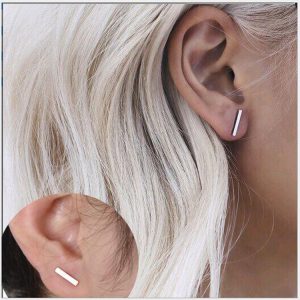High-End Geometric Stud Earrings Versatile Lady's T-Shaped Ear Clip Silver Ear Pin Wholesale