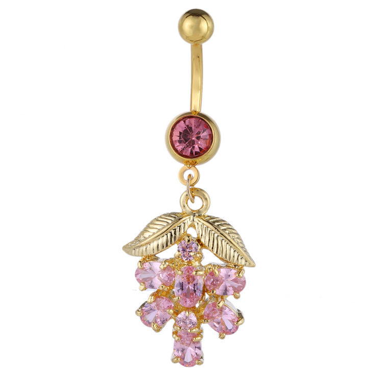 Best Selling Grape Navel Ring Zircon Belly Button Ring 2024 Summer Alloy Jewelry - Image 2