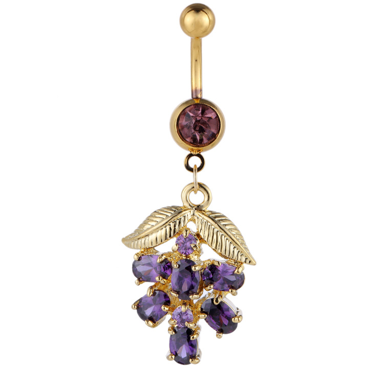 Best Selling Grape Navel Ring Zircon Belly Button Ring 2024 Summer Alloy Jewelry - Image 3