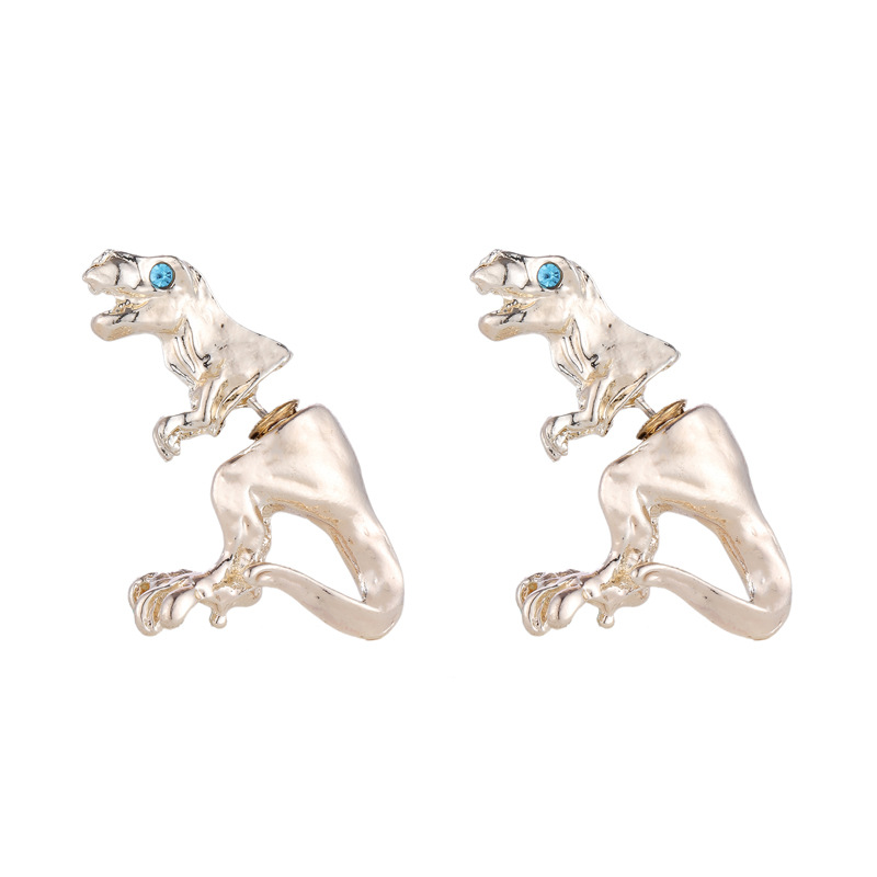 Harajuku 3D Dinosaur Alloy Piercing Ear Studs Combination Earrings Wholesale - Image 2