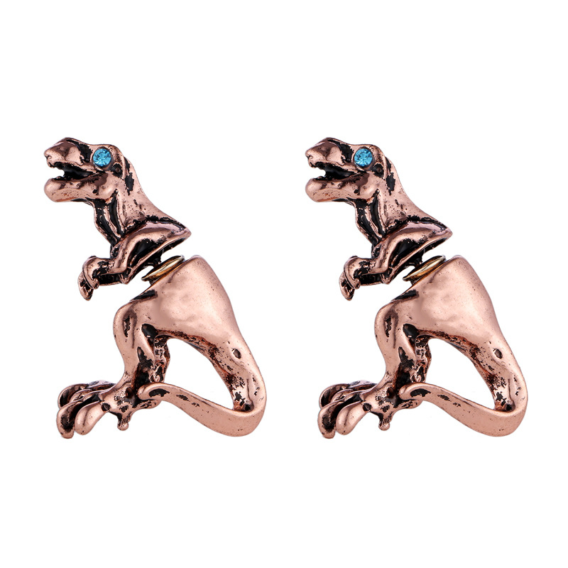 Harajuku 3D Dinosaur Alloy Piercing Ear Studs Combination Earrings Wholesale - Image 3